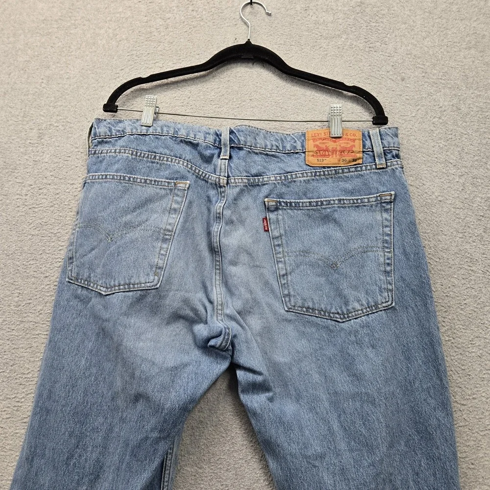 Levi's 513 Men Jeans 36X32 Light Blue Denim Slim Straight 30